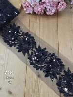 نوار ملیله دوزی کد A691 بسته 5 یاردی سایز 12 سانت