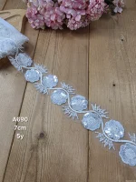 نوار ملیله دوزی کد A690 بسته 5 یاردی سایز 7 سانت