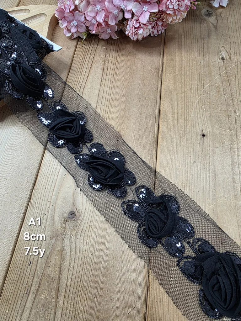 نوار ملیله دوزی کد A1 بسته 7.5 یاردی سایز 8 سانت