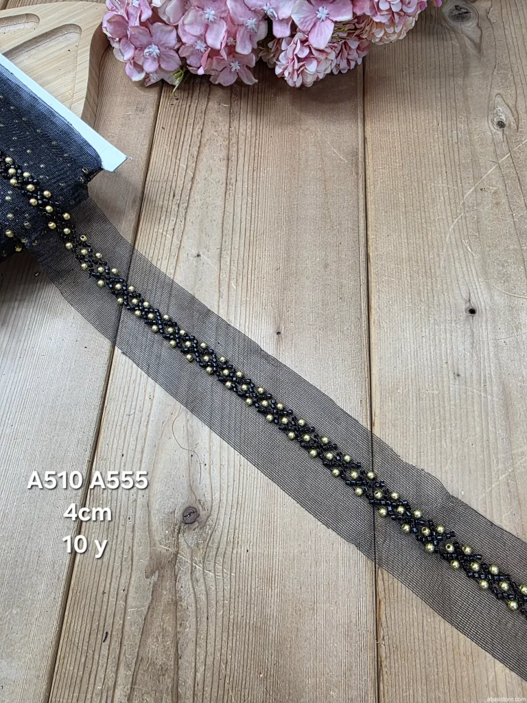 نوار ملیله دوزی کد A510 A555 بسته 10 یاردی سایز 4 سانت