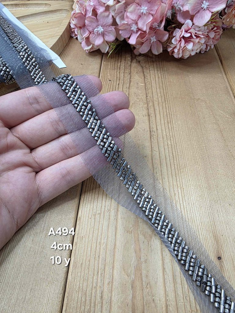 نوار ملیله دوزی کد A494 بسته 10 یاردی سایز 4سانت