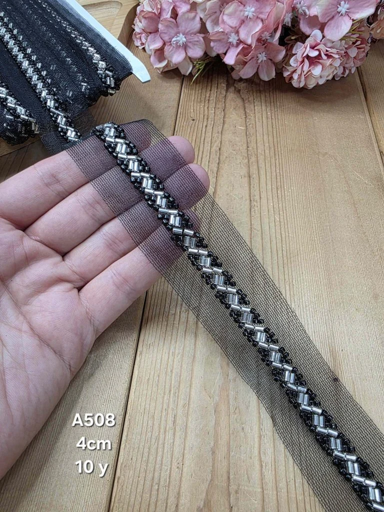 نوار ملیله دوزی کد A508 بسته 10 یاردی سایز 4 سانت