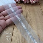 نوار ملیله دوزی کد A554 بسته 10 یاردی سایز 4سانت..