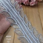 نوار ملیله دوزی کد A609 بسته 5 یاردی سایز 11 سانت