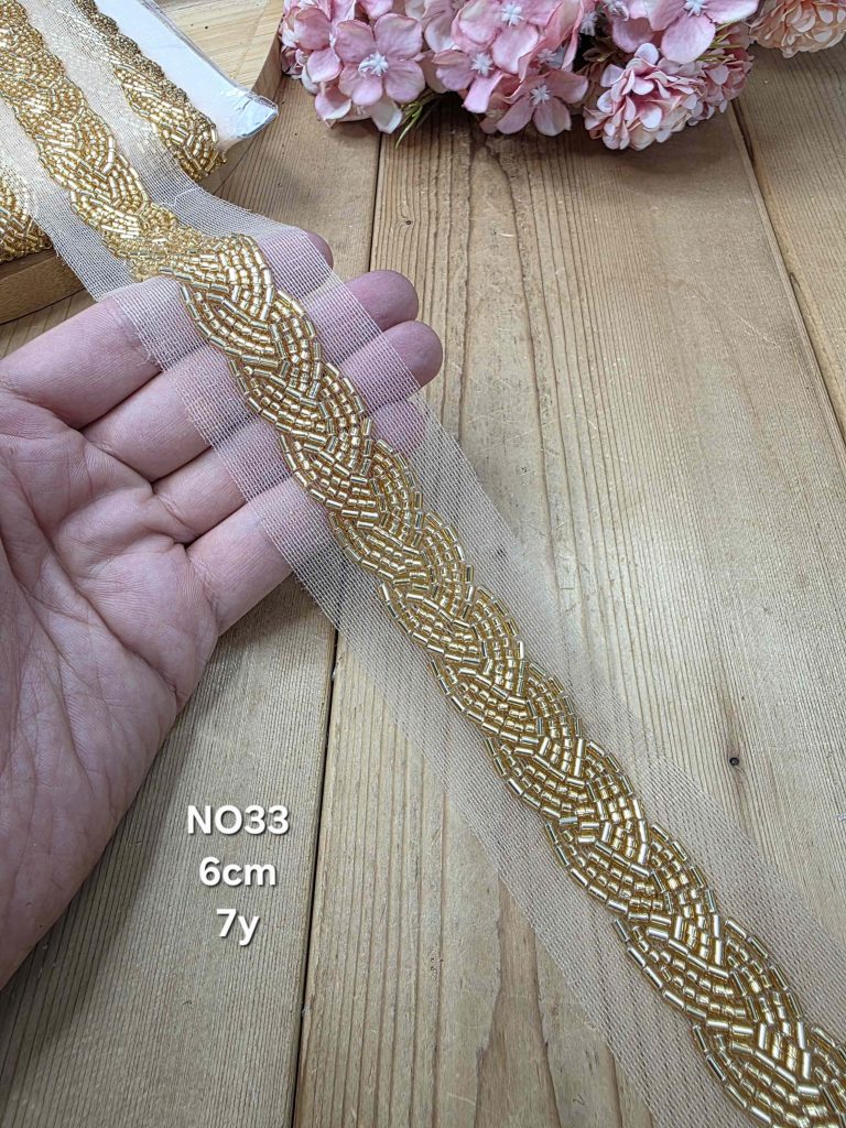 نوار ملیله دوزی کد NO33 بسته 7 یاردی سایز 6 سانت
