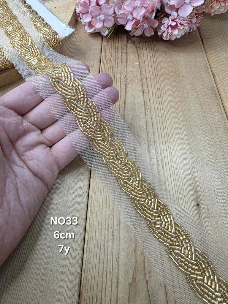 نوار ملیله دوزی کد NO33 بسته 7 یاردی سایز 6 سانت