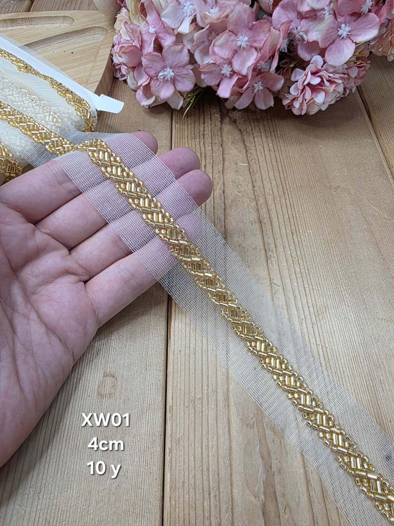 نوار ملیله دوزی کد XW01 بسته 10 یاردی سایز 4سانت